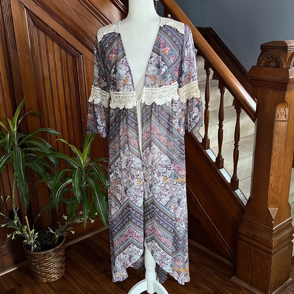 Sheer Maxi Duster / Kimono Sz M